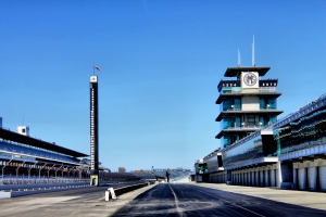 The Frontstretch - Pit Road, The Pagoda, Scoring Pylon and Flagstand.
